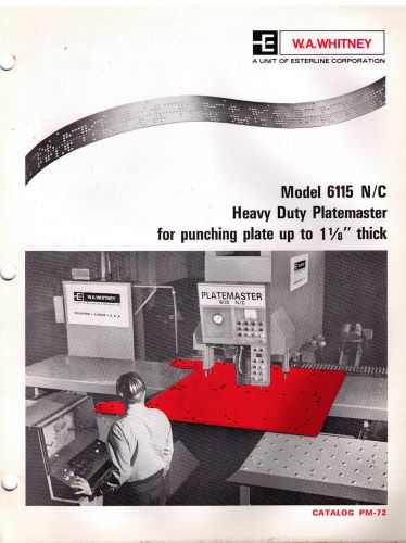 W.A. Whitney Model 6115 N/C Heavy Duty Panelmaster Catalog