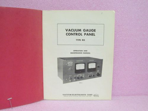Veeco Manual Type RG Vacuum Gauge Control Panel Operating &amp; Maint.Man. w/Schem.