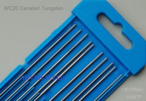 TIG Welding Tungsten Electrode 2% CERIATED WC20 Grey 1/16&#034;x7&#034; (1.6mmx175mm),10PK