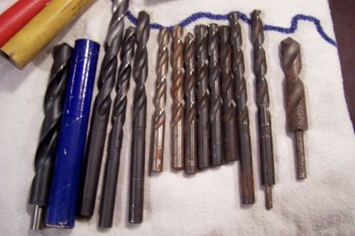 Lot of 13 metal working morse cleveland + drill bits 1/2&#034; and larger usa for sale