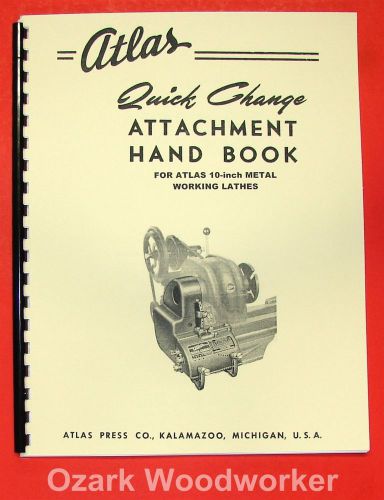 Atlas quick gear change handbook for 10 &#034;lathe manual 0042 for sale