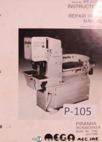 Piranha II, P1165 &amp; P1188, Ironworker Instructions and Parts Manual 1996