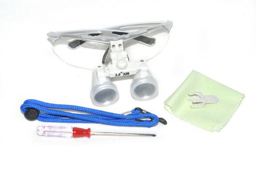 SALE Silver Brand New Dental Surgical Medical Binocular Loupes 3.5X 320mm Loupes