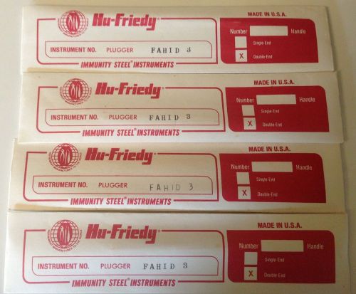 Set of 4 HU FRIEDY Plugger FAHID 3 Double End Immunity Steel Instruments USA New
