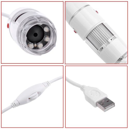 50-500X 8 LED USB Digital Microscope Zoom 2MP Endoscope Camera Video Magnifier