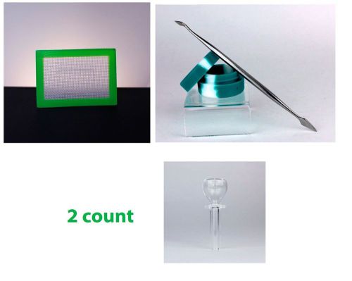 2 Quartz Nail-19mm, Silicone Jar, Non Stick Mat &amp; TI Dabber * Green *