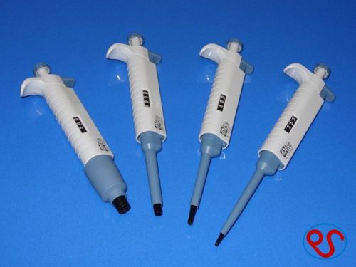 Set of 4 pipetters, 2.5,50,1000&amp;5000ul, adjustable pipette, pipet, pipettor, new