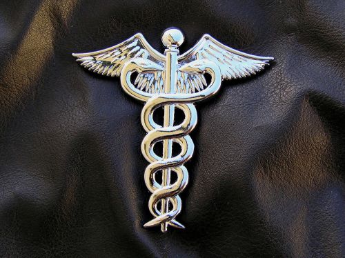 ~ DOCTOR MEDICAL LOGO - 3 inch Caduceus METAL CAR EMBLEM *NEW!* Doctor&#039;s Badge
