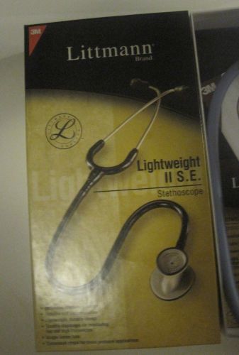 3m littmann lightweight ii s.e. stethoscope 28&#034; nib black littman id tag blue  for sale