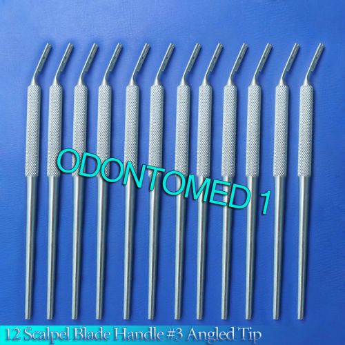 12 O.R Grade RoundScalpel Blade Handle #3 Angled Tip Dental Instruments