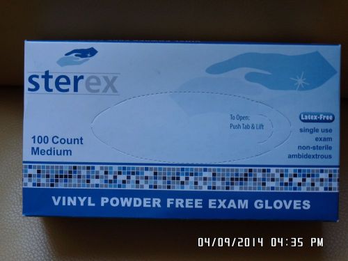 Sterex Vinyl Powder Free Exam Gloves 100 pc Medium Size FREE SHIPPING