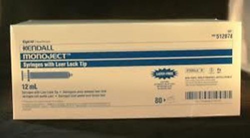 12cc 12ml kendall monoject luer lock tip plastic disposable syringes 80ct box for sale