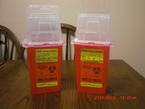 **two** bd sharps collector container 4 needles syringes **new** 1.5 quarts each for sale