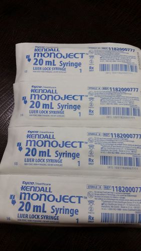 4 pack lot kendall monoject 20ml syringe luer lock - no needle for sale
