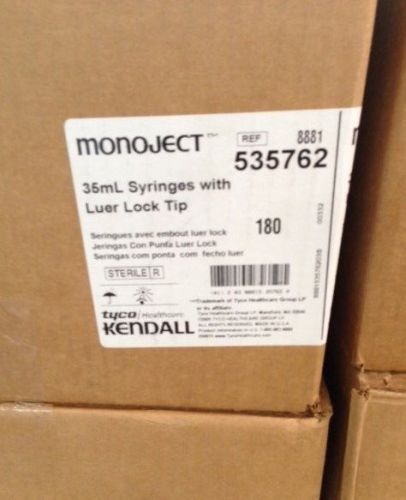 KENDALL MONOJECT Syringe 35mL Luer Lok Tip case of 180 #8881535762 35cc