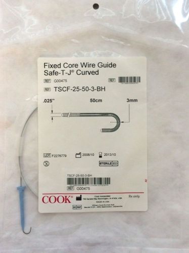 COOK Fixed Core Wire Guide SAFE-T-J CURVED   .025&#034; X 50cm X 3mm   REF: G00475
