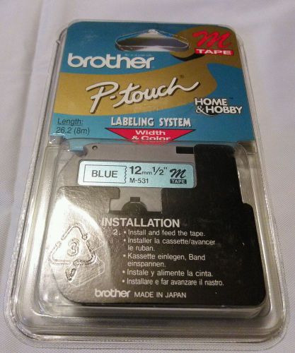 Brother P-Touch M Series Tape Cartridge for P-Touch Labelers, 1/2w Black on Blue
