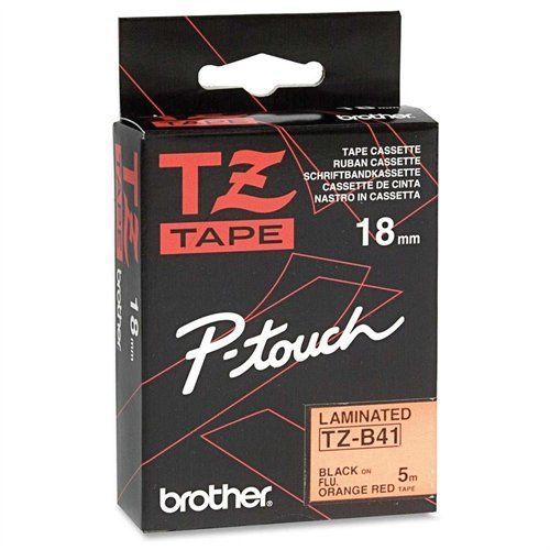 Brother tze-b41 black on fluorescent orange lettering tape - 0.75&#034; (tzeb41) for sale