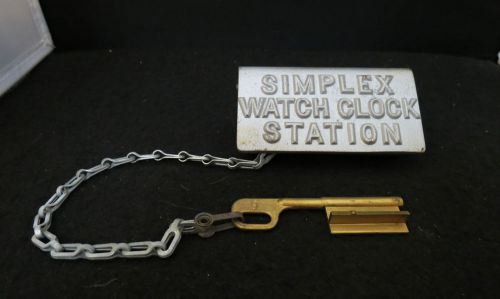 Simplex Watch Clock Station with Chain &amp; Key, Excellent Condition,