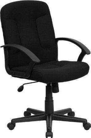 Flash Furniture GO-ST-6-BK-GG Mid-Back Black Fabric Task and Computer Chair