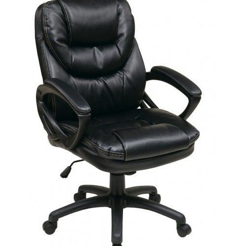 Comfortable WorkSmart Faux Leather Manager&#039;s Chair with Padded Arms- Soft
