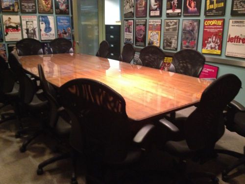 Conference Table Cherry Wood Custom-made w. glass top, Seats 14!