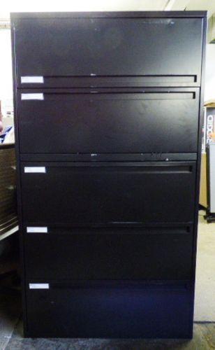 SPACESAVER 5 DRAWER 36&#034; LATERAL FILE CABINET BLACK  similar to steelcase &amp; knoll