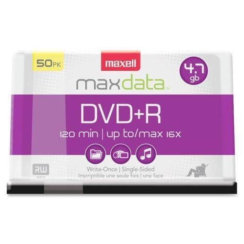 Maxell dvd recordable media - dvd+r - 16x - 4.70 gb- 50 pack - 120mm2 hour for sale