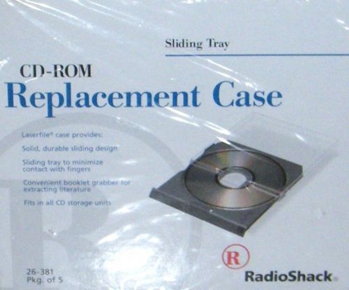 Radio Shack (26-381) 5 CD-ROM Sliding Tray Design Replacement Cases **NEW**