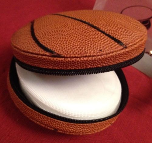 Basket ball zippered carrying storage bag 24 cd / dvd disk brown case holder new for sale