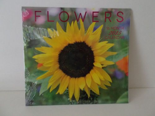 2015 16 Month &#034;Flowers&#034; 11&#034;x 12&#034; Closed/22&#034;x12&#034; Open Wall Calendar NEW &amp; SEALED