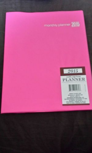 2015 Monthly Planner Calendar. Sz.11&#034;x9&#034; Monthly Page format. Hot Pink. Vinyl.