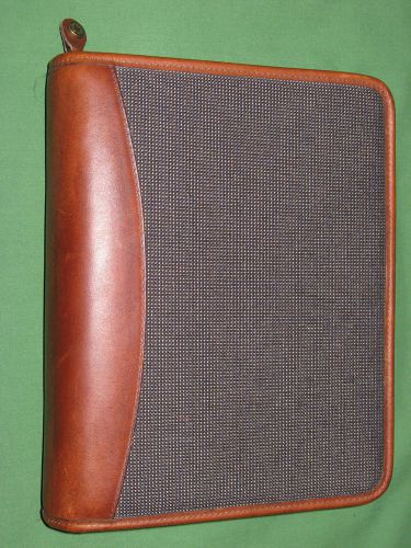 Classic 1.5&#034; brown leather &amp; nylon franklin covey planner organizer binder 5904 for sale