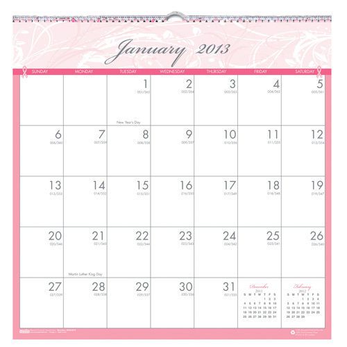 House Of Doolittle Breast Cancer Awareness Wall Calendar, Monthly, 12 x 12,