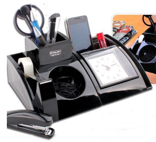 Multi-purpose clock desk organizer, incl. accessories, effective use of space! for sale