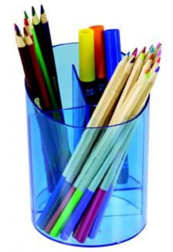 OfficeMate Blue Glacier Big Pencil Cup with 3 Stepped Compartments