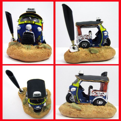 Thai TAXI TRICYCLE TUKTUK Desk Set Home Decor Pencil &amp; Pen Holder / Paper Weight