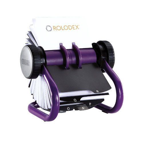 Rolodex open rotary business card file with 200 2-5/8&#034; x 4&#034;cards, purple 1819543 for sale