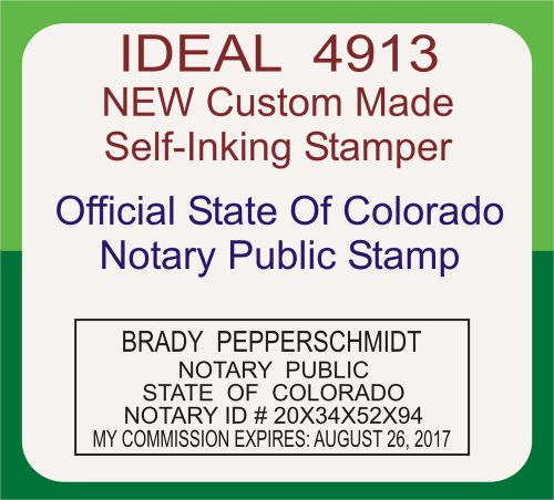 Custom Official NOTARY PUBLIC COLORADO Self Inking Rubber Stamp 4913 black