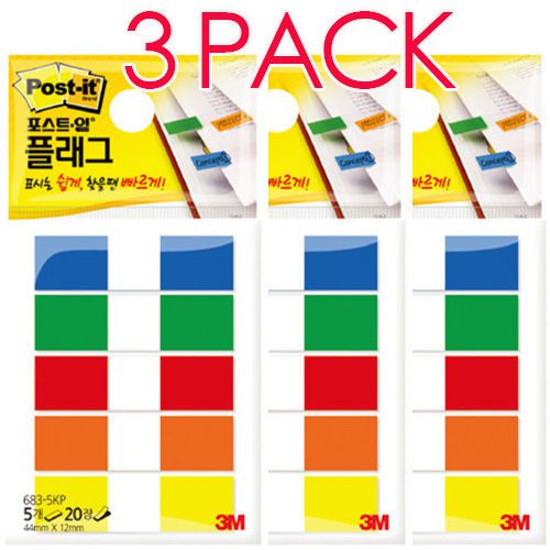 3qty x 3M Post-it Flag 683-5KP Bookmark Point Sticky Note Index Tabs Post It