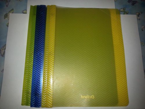 3 (THREE) Green, Blue, Yellow Report Covers With Chevron Pattern