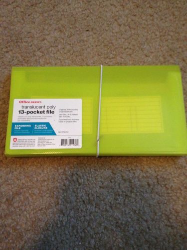 Expanding 13 Pocket Translucent Coupon File Poly Folder Neon Green