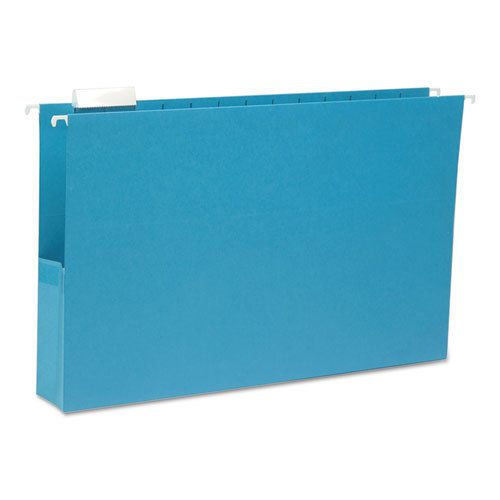 2&#034; capacity closed side flexible hanging file pockets, legal, sky blue, 25/box for sale