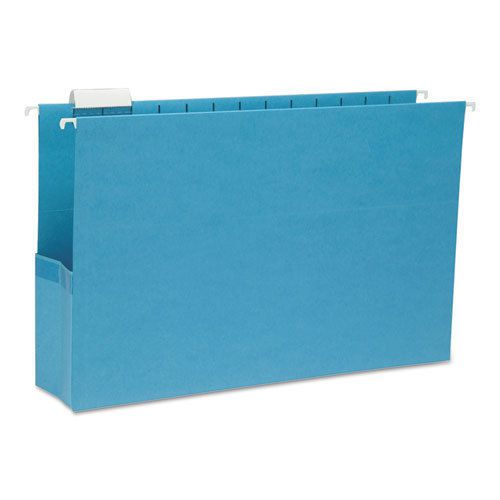 3&#034; capacity closed side flexible hanging file pockets, legal, sky blue, 25/box for sale
