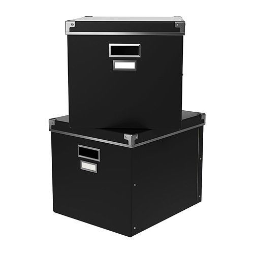 Ikea Box Boxes 4 pack Black  Magazine Office File New