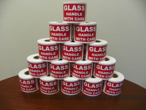 500 2X3 GLASS HANDLE WITH CARE LABELS, SELF ADHESIVE STICKERS FOR SHIPPING