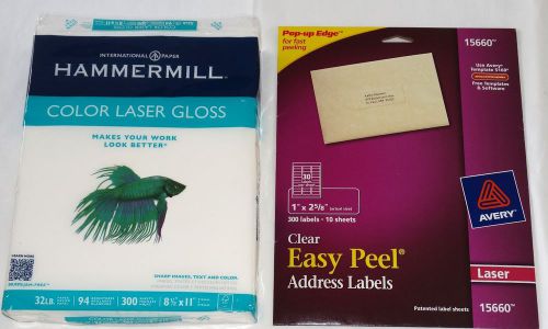 Hammermill® color laser gloss paper&amp; avery easy peel laser address labels for sale