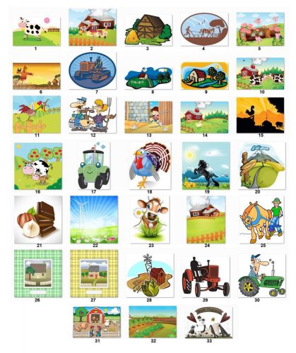 30 Square Stickers Envelope Seals Favor Tags Farm Buy 3 get 1 free (f1)