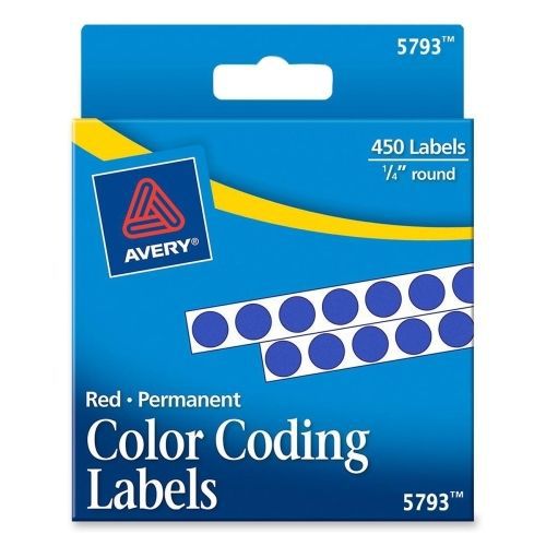 Lot of 4 avery round color coded label -0.25&#034;d -450/pk-circle -dark blue for sale