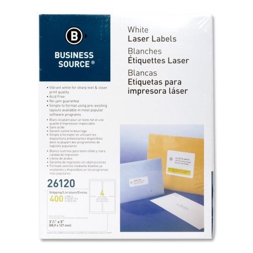 LOT OF 3 Business Source Mailing Laser Label - 3.5&#034;Wx5&#034; L -400/Pk -White